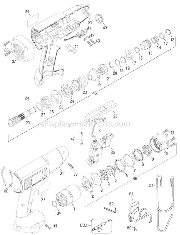 Page A Diagram and Parts List for CL2920 Type 1 Black and Decker Impact Driver